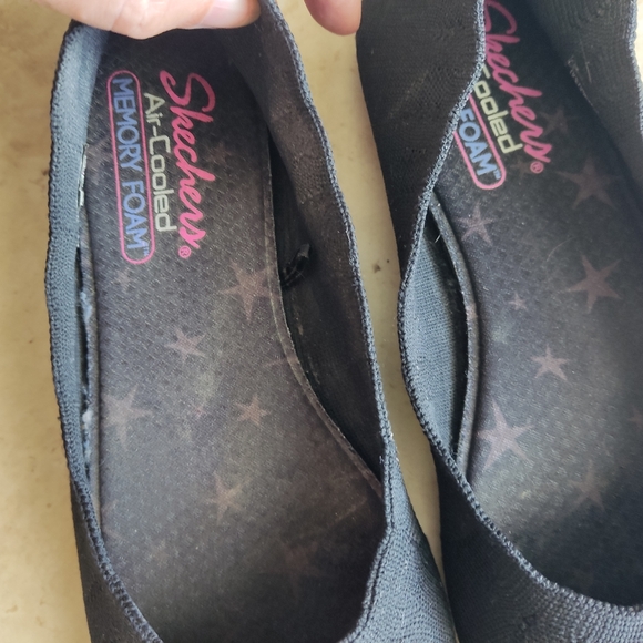 Skechers Cleo Bewitch Womens Size 7.5 Shoes Black Woven Stretch Fit Ballet Flats - Picture 9 of 10